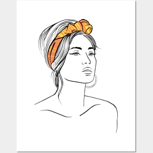 beautiful girl in a orange bandana Posters and Art